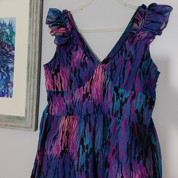 Coupé Collection Blue and Purple Print Dress - Picture 5 of 11